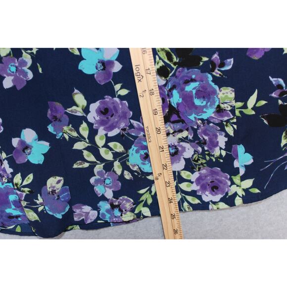 Laura Scott Petite XL Women's Floral Print Blouse Button Up 3/4 Sleeve - Picture 4 of 6